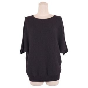 Quince Cotton Cashmere Link-Stitch Dolman Sweater Gray Sz Mediumedium